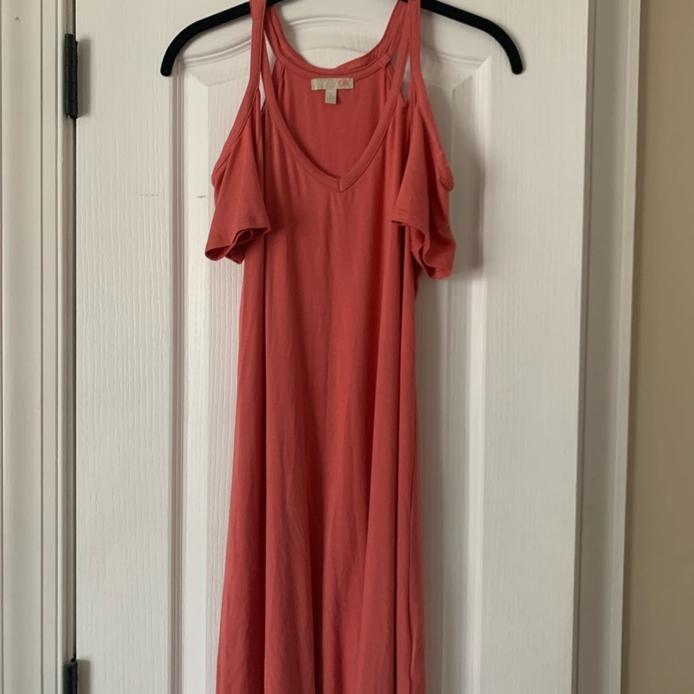 Coral Cold Shoulder Dress